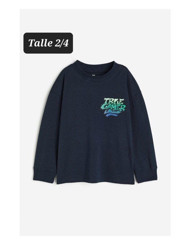 Remera  manga larga HyM talle 2/4 azul