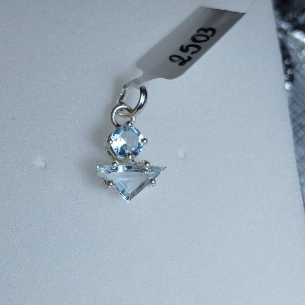 Producto - Dije Plata 925 Dualidad en aguamarina / topacio celeste