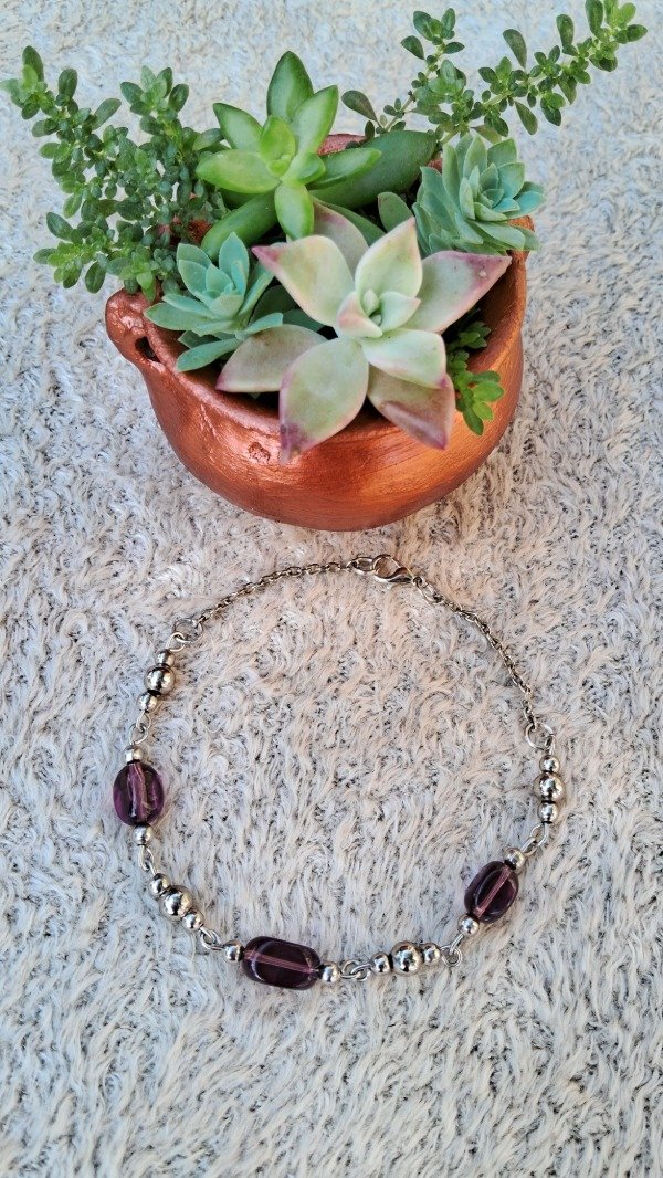 Producto - Tobillera pelotitas de níquel y vidrio