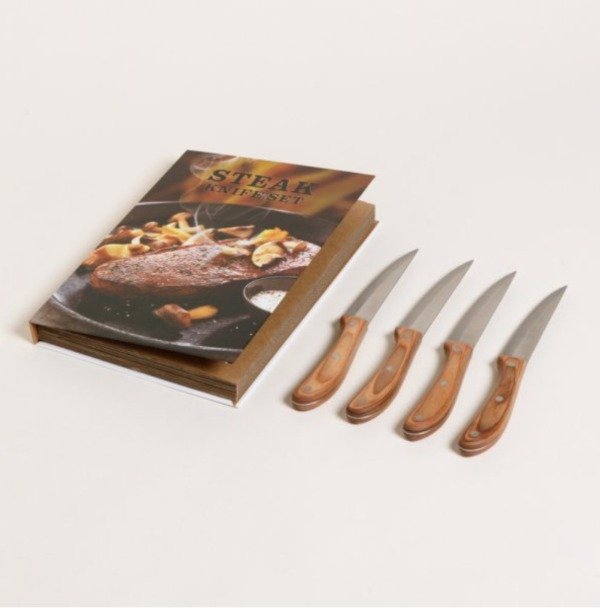 Producto - SET X 4 CUCHILLOS DE CARNE ACERO Y ACACIA 22 CM CON BOOK - 2