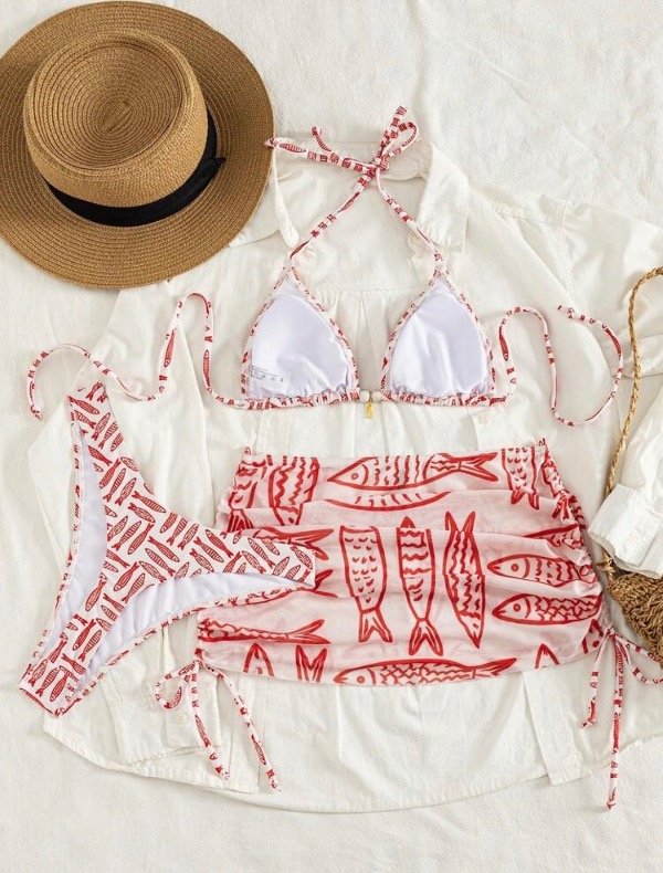 Producto - Bikini Ocean set x 3 blanco y rojo - 3