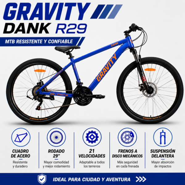 Producto - BICICLETA MTB GRAVITY DANK ACERO R29 - AZUL