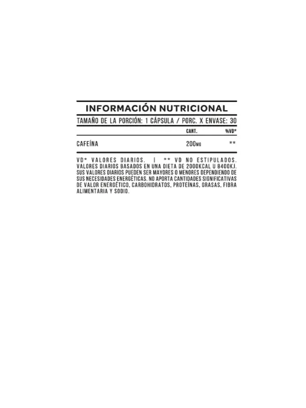 Producto - Caffeine 200 - 30 Cápsulas - 1