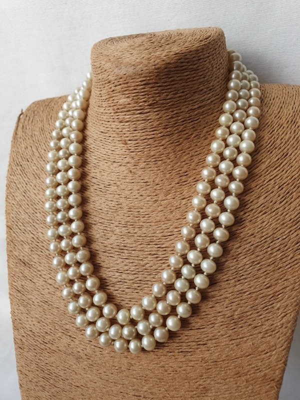 Producto - Collar de Perlas Satin Enfiladas Tres Vueltas Broche Plata - 2