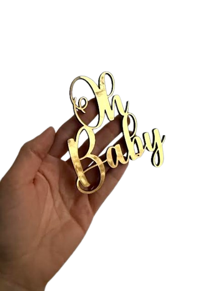 Producto - Topper MDF FRONTAL con vinilo dorado: Oh Baby