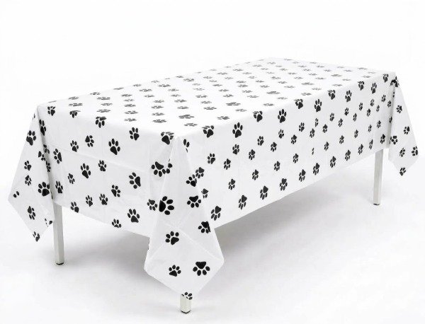 Producto - Mantel Metalizado Descartable Blanco / Huellitas Perro - 3