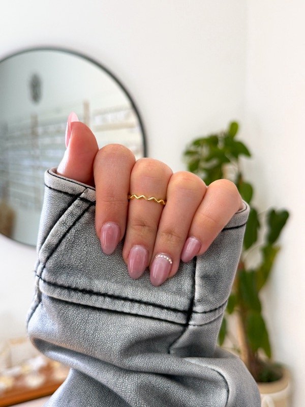 Producto - Anillo acero dorado ziczac