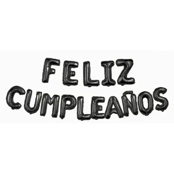 Producto - Frases de globos FELIZ CUMPLEAÑOS letra 40cm color negro