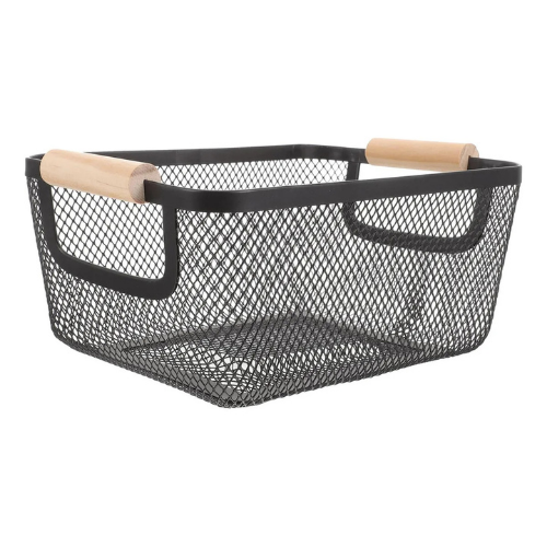 Producto - Canasto de Metal con Asa de Madera ( Pequeño )