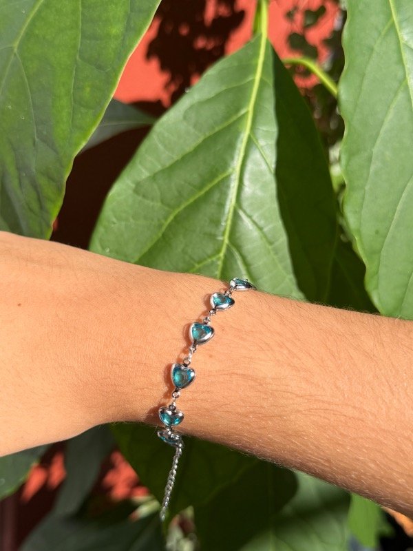 Producto - Pulsera Corazon Agua Marina ACERO QUIRÚRGICO
