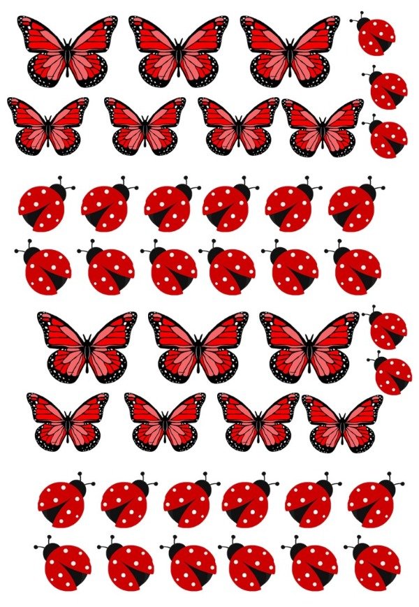Producto - LAMINA MARIPOSA ROJA CON VAQUITAS