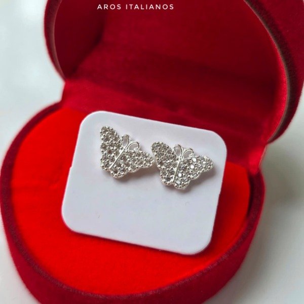 Producto - Aros pasantes italianos mariposas stras