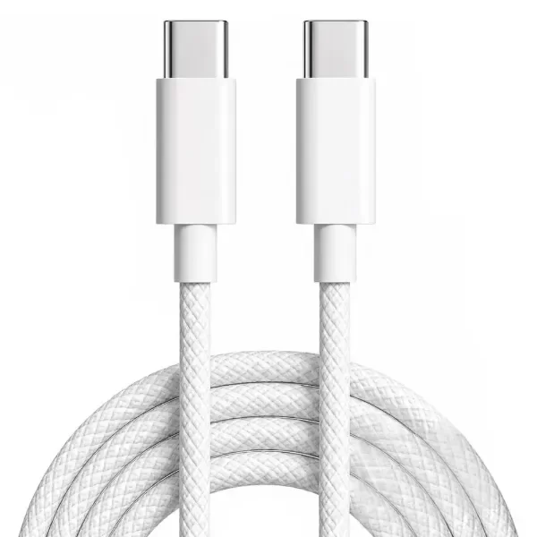 Producto - Cable Mallado USB-C a USB-C - Carga Rápida 60W - Blanco 2 Metros - Aitech - 0