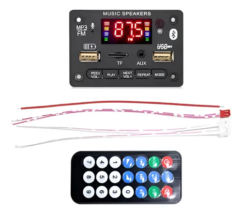 Producto - Módulo Mp3 Usb/fm/aux/carga Bluetooth C/ Control 12v 40w X2