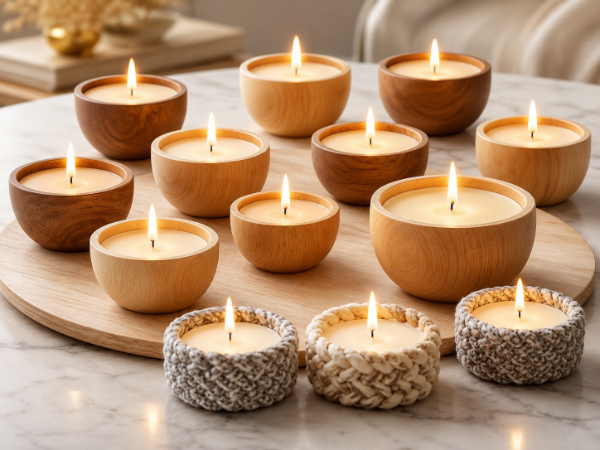 Producto - Velas - Cuenco Madera - Medidas Irregulares - Pack x 10 Unid.