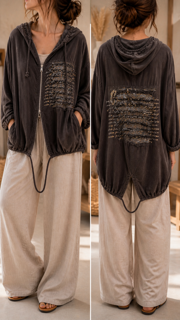 Producto - Campera de corderoy italiana con recortes en la espalda