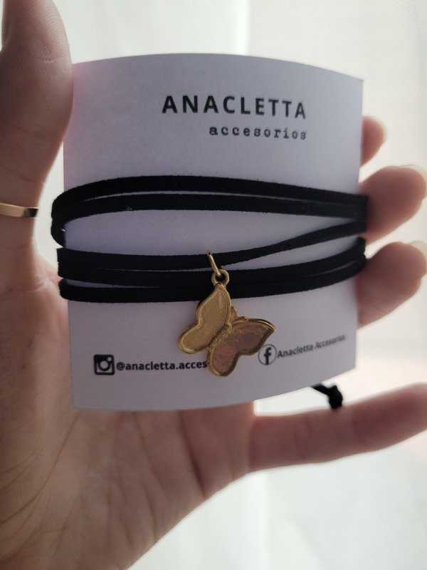 Producto - Choker largo mariposa dorada - bijou