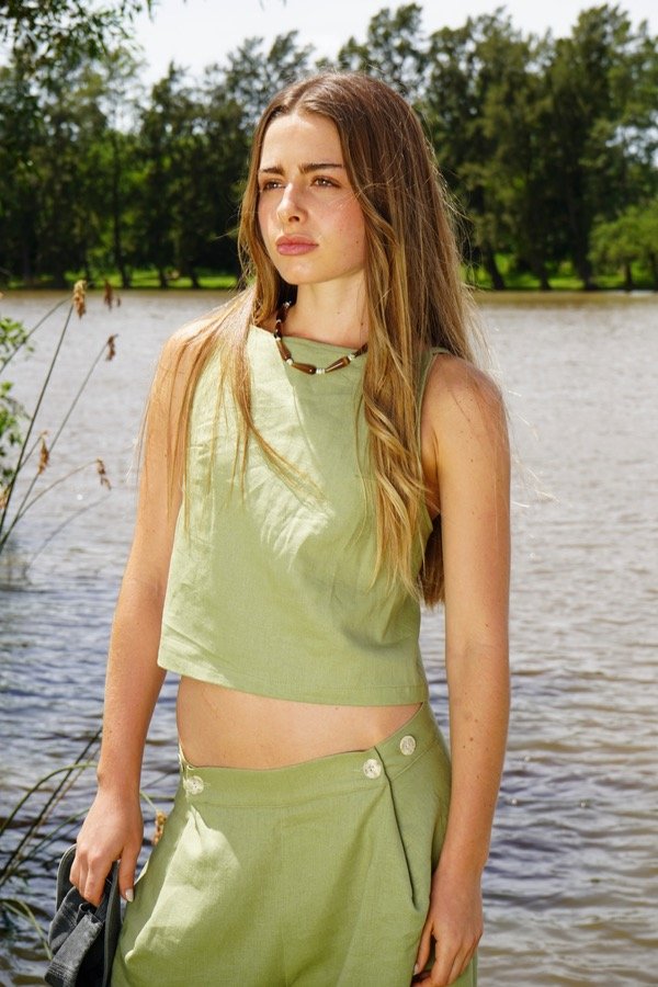 Producto - Top cuadrado lino - Pistacchio