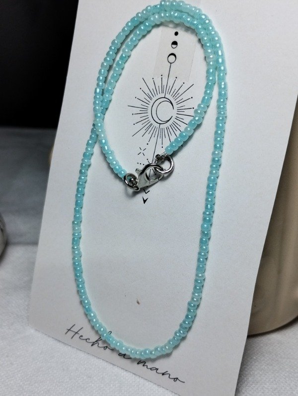 Producto - Collar/gargantilla mostacilla verde esmeralda