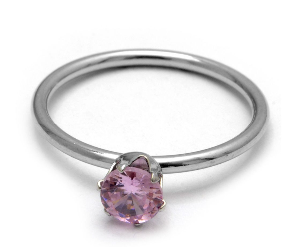 Producto - Anillo cubic, piedra rosa T.17