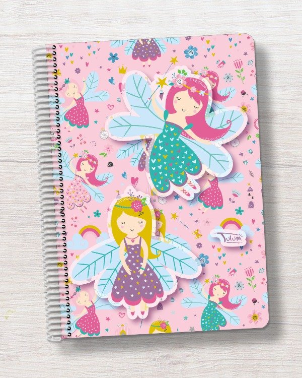 Producto - Cuaderno A4 tapa rígida plástica 100h dis. hadas