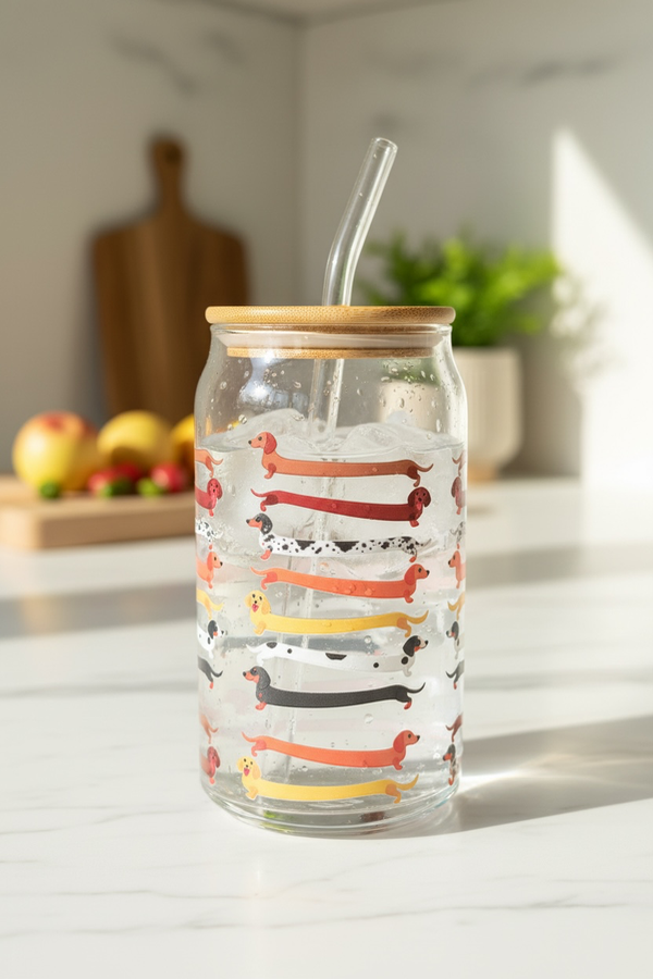Producto - VASO Y SORBETE DE VIDRIO CON TAPA DE BAMBÚ 480ml - 16