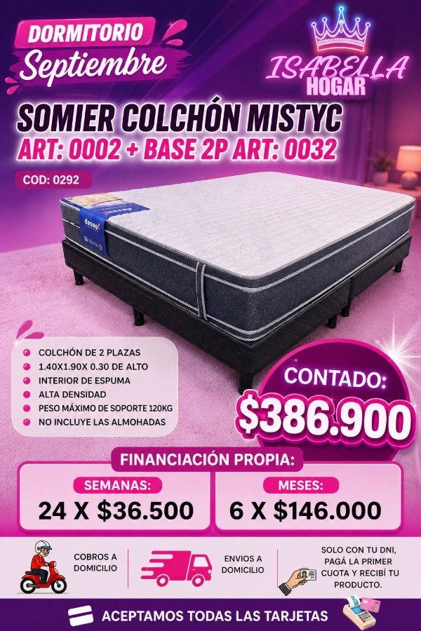 Producto - SOMIER MISTYC DESEO 2P COD:0269 - 0