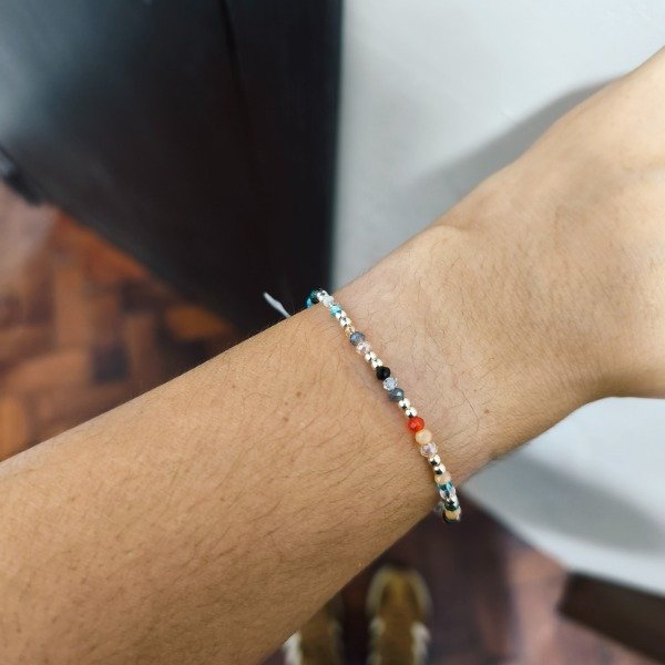 Producto - Pulsera cristal de roca mini MULTICOLOR (#546)