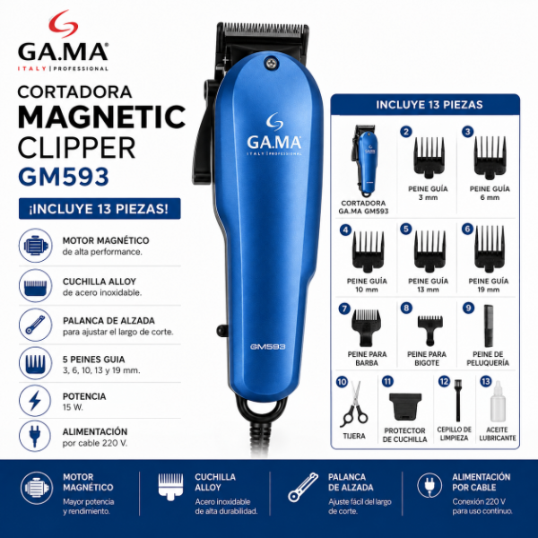 Producto - CORTADORA GA.MA MAGNETIC CLIPPER GM593-13 PIEZAS