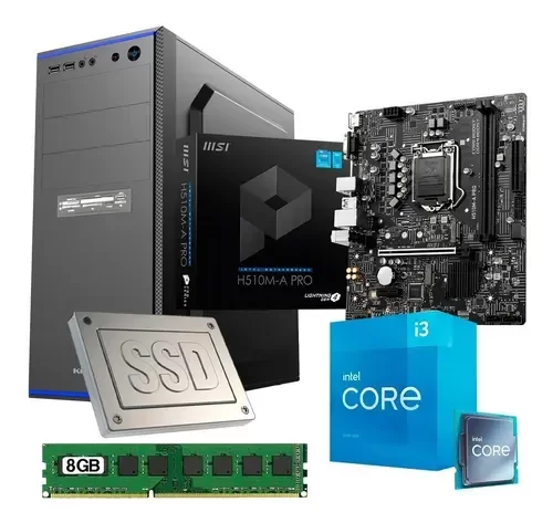 Producto - PC INTEL I3 10105 + 8 GB DDR4 + SSD 240 GB + Gabinete KIT