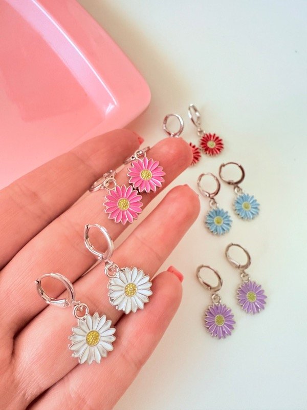 Producto - Aros argollita margarita color acero
