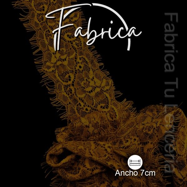 Producto - PS238 Puntilla Marrón angosta rígida con pelitos. Medida: 7cm (por metro)