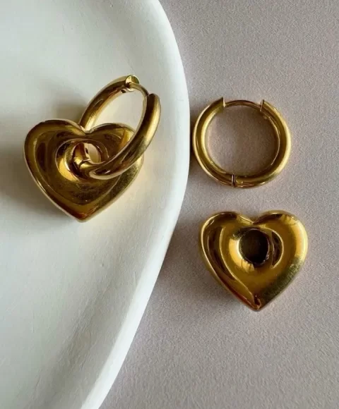 Producto - Aros argolla  y dije corazon clip D - 4