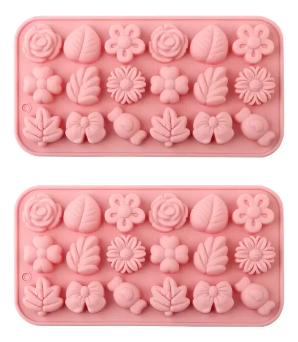Producto - Molde Silicona Flores y Hojas Bombon x18 Ideal P/ Velas Jabones (4C5)