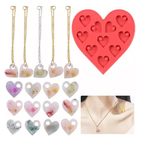 Producto - Corazones corazoncitos x 10 con perforación para colgante Molde de silicona
