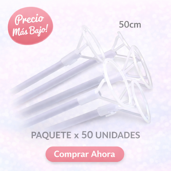 Producto - Nuevo Palo portaglobo grande de 50cm cristal reforzado. Paq.x 50 unid.