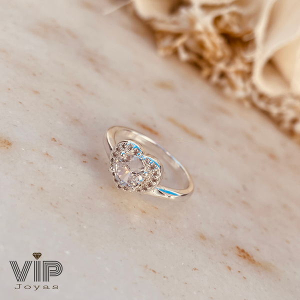 Producto - Anillo Heart Cubic Central Circular Acero Blanco