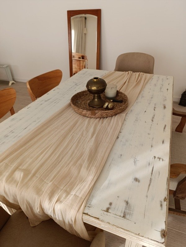 Producto - Camino de mesa Gasa (Off White y colores) 1.00x2.00