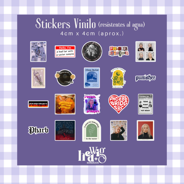 Producto - Pack 20 Stickers Vinilo PHOEBE BRIDGERS