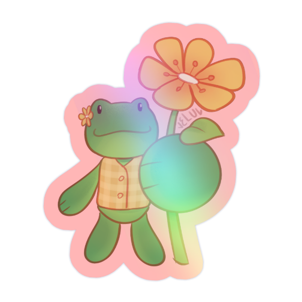 Producto - ranita flor - sticker holográfico