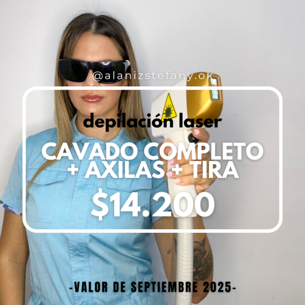 Producto - 1 sesion de cavado completo + axilas + tira - VALOR SEPTIEMBRE