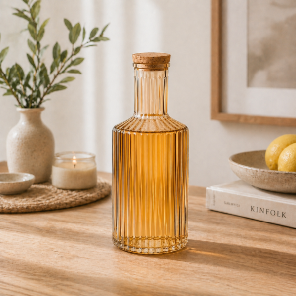 Producto - BOTELLA DE VIDRIO CON TAPON CORCHO DORADA