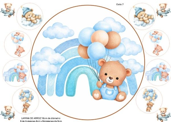 Producto - LAMINA OSITO CELESTE 7 REDONDA