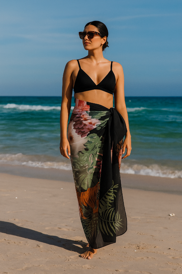 Producto - Pareo gasa jardin del tigre negro bandas