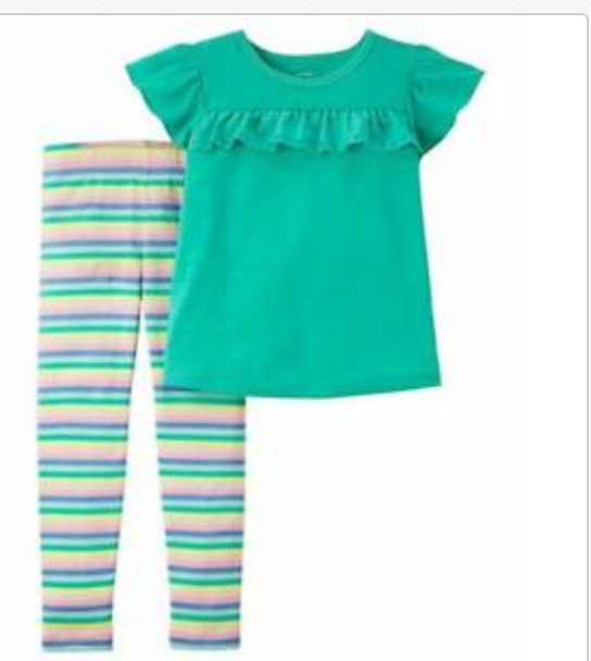 Producto - Conjunto Carter's Verde y calzas rayadas