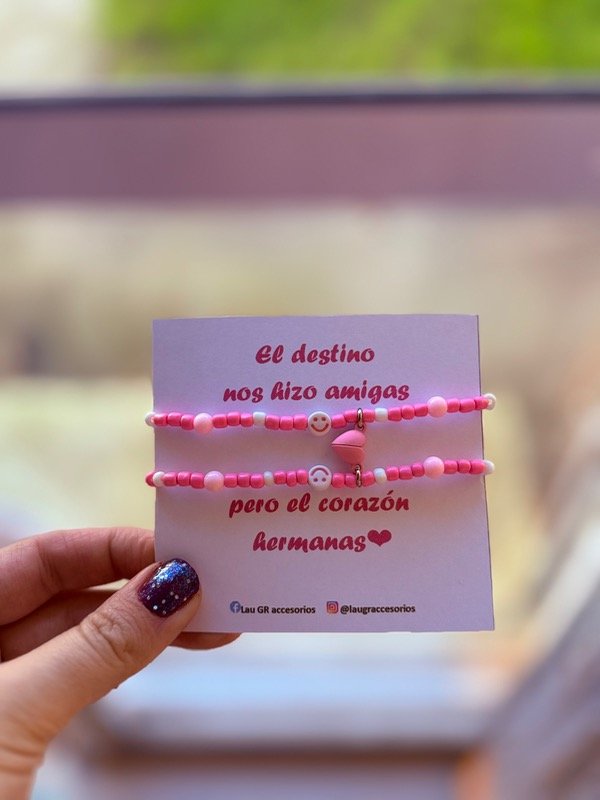 Producto - Pulseras para compartir rosa corazon iman