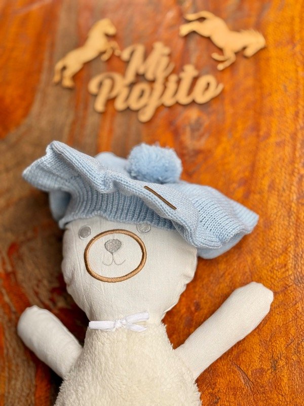 Producto - Boina Hilo Celeste Pastel Pompón - 4