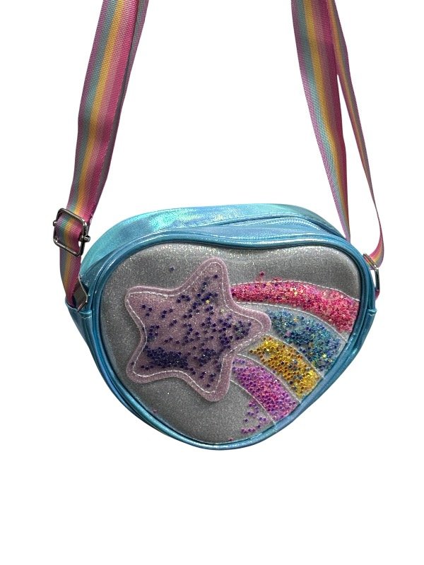 Producto - Carterita de nena corazón celeste con estrella arcoiris
