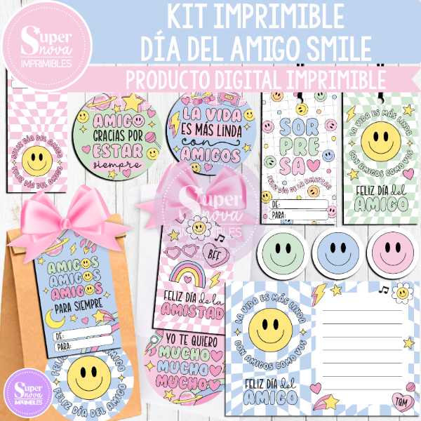 Producto - KIT IMPRIMIBLE FELIZ DÍA DE LA AMISTAD SMILE