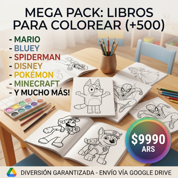 Producto - N66: MEGA PACK DE LIBROS PARA COLOREAR IMPRIMIBLES (+500)!